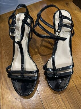 Jessica Simpson Black Patent Strappy Heeled Sandals